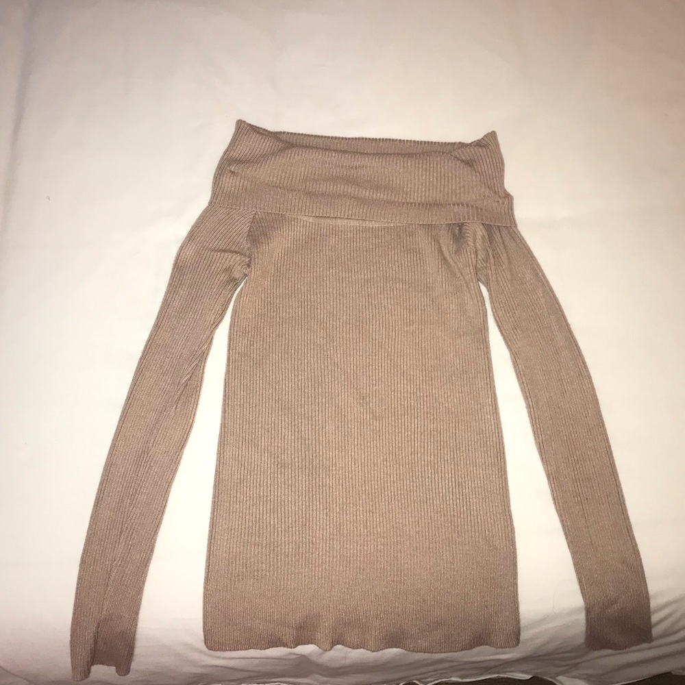 Off the shoulder beige sweater